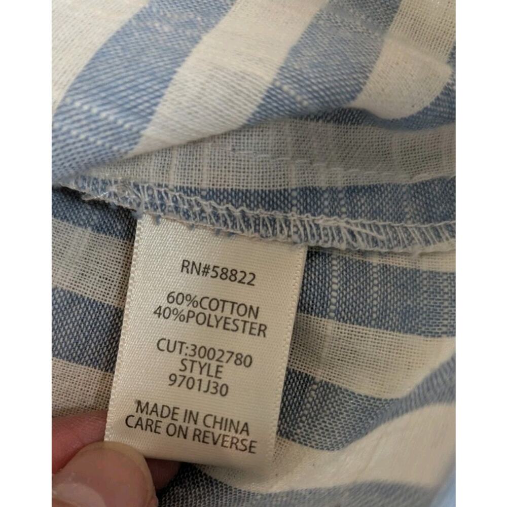 Max Studio Women's V-neck Sleeveless Blue White Striped Belted Blouse Size Small - Picture 11 of 12
